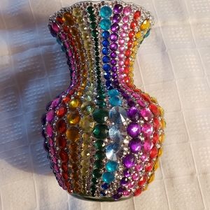 Rainbow rhinestone vase